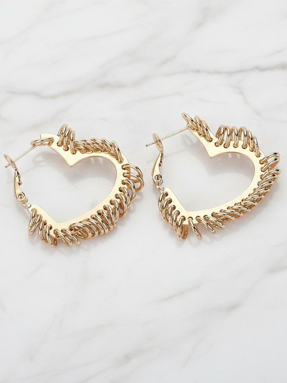Heart Fringe Hoops Stainless Steel